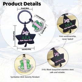 LParkin 1908 Aka Sorority Keychain Ivy Leaf Keyring Alpha Kappa Decorations Accessories Aka Sorority Gifts for Women Girls Sorority Paraphernalia Gifts - Black, Medium