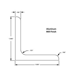 8020, 8218, 1" x 1" x 0.188" Structural Angle Aluminum Stock Profile, Wall Thickness 3/16", 90 Degree Angled 80/20 DIY Industrial 1 Inch x 1 Inch Metal Profile (36" Long)
