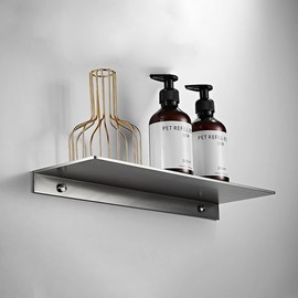 Melairy Brushed Corner Shelves, Shower Shelf Shelf no Drilling Shower Basket Caddy Shower Organiser Storage Aluminum Silver 11.81inch