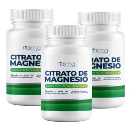 Citrato Magnesio 500mg - 3 Frascos - 100 Cápsulas