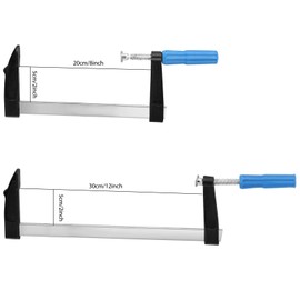 HOZEON 4 Pack Steel Bar Clamps Set, 12 & 8 Inch Medium Duty F Clamps Set with Ergonomic Grip and Pad Protector for DIY Carpentry Woodworking