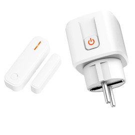 Tedeligo Door Sensor Window Contact Switch, Wireless Exhaust Control with Window Magnetic Contact and Radio Socket 230 V 3600 W for Cooker Hood Fireplace Window Contact Switch Wireless, Two Control