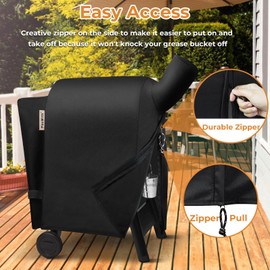 Pellet Grill Cover for Traeger Pro 22/575 Series with Zipper Easy On/Off,Upgraded Heavy Duty Rip-Proof Smoker Cover,Waterproof Fade Resistant Grill Cover with Straps for Traeger Lil'Tex Elite,Eastwood