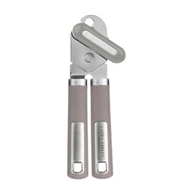 Laura Ashley Stainless Steel Heavy Duty Can Opener with Ergonomic Soft Touch Handles for Easy Grip - Smooth and Precise Cuts, Rust Resistant and Dishwasher Safe Tin Opener - Dark Dove Grey