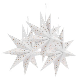 Homoyoyo 3pcs Christmas Shades Folding Paper Hanging Decorations for Warm Festive Atmosphere Compact Light Nine-Pointed Star Lamp Covers