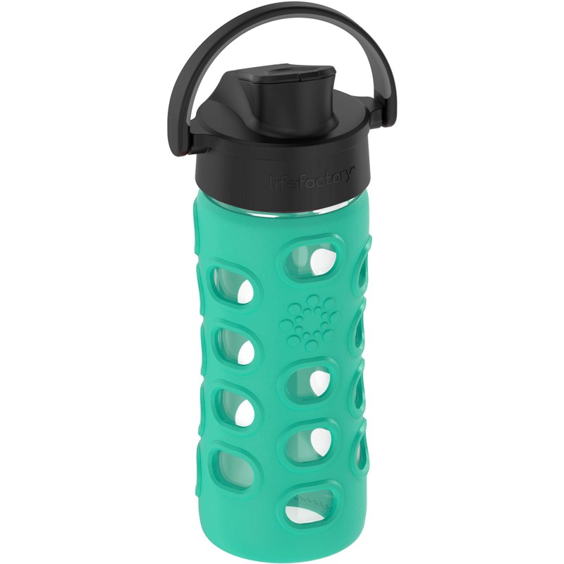 Lifefactory 12-Ounce Glass Water Bottle with Active Flip Cap and