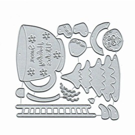 Christmas Tree Cup Snowflake Metal Die Cuts,Christmas Tree Snow Pine Flower Leaf Cutting Dies Cut Stencils for DIY Invitation Card Scrapbooking Album Decorative Embossing Paper Dies Card Making