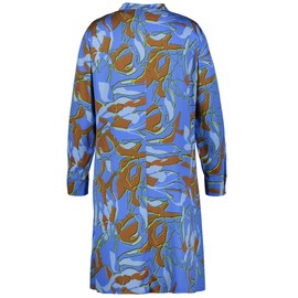 Samoon Women's Blouse Dress with Print Long Sleeves, Cuffs, Patterned Knee-Length, Blue Bonnet Patterned