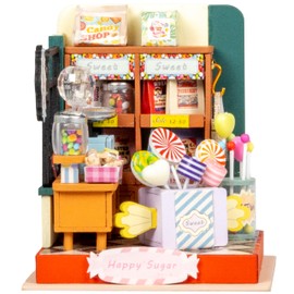 Crafts&Co® DIY Miniature House with Furniture | DIY Dollhouse Adult | Wooden Dollhouse Kit | Wooden Mini House Model with Light | 1:18 | Happy Sugar