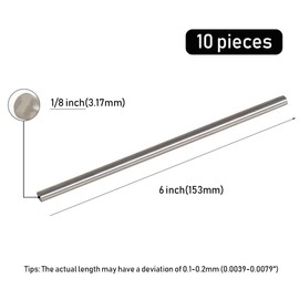 Tynulox 10Pcs 1/8" × 6" Length 304 Stainless Steel Rods, Metal Shaft Rod for DIY Craft, Industry, Metal Working Hobbies(10pcs, 1/8" × 6")