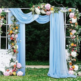 Wedding Arch Drapes Fabric 2 Panels 20Ft Length x 28" Width Baby Blue Arch Draping Chiffon Fabric Sheer Curtains Backdrop for Party Bridal Ceremony Ceiling Decor Wedding Stage Reception Decorations