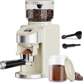 Gevi Electric Coffee Grinder | 35 Grind Settings | Conical Burr for Espresso, Drip, French Press & More | Anti-Static Design - Color: White
