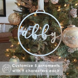 ROCC RUSTED ORANGE CRAFTWORKS CO. Minimalist Custom Ornaments (5 Pack; 6 inch) - Customized Christmas Ornament Name Custom Ornament