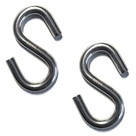 2 Pieces Stainless Steel 316 Straight S Hook 1/4" (6mm) Marine Grade