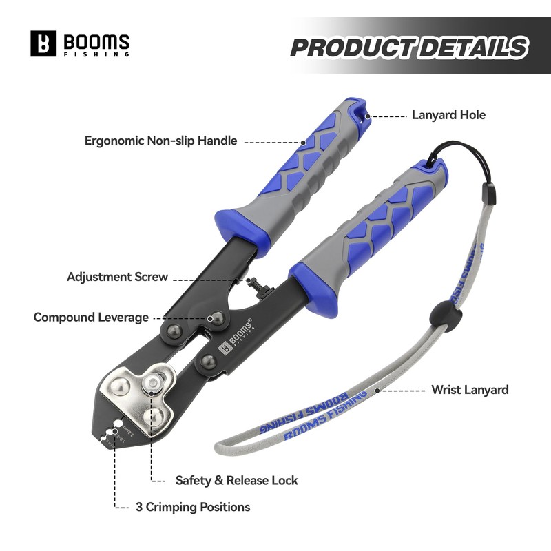 Booms Fishing Crimping Pliers Kit: 8.8in Crimper Tool for Wire