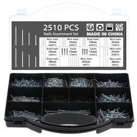 OCR 2510PCS Nails Assortment Kit, Galvanized Nails Set with Storage Case - Including Brad Head, Flat Head & Studs for Hanging Wall Art Decor, Picture Frame, Masonry, Woodwork, Decor