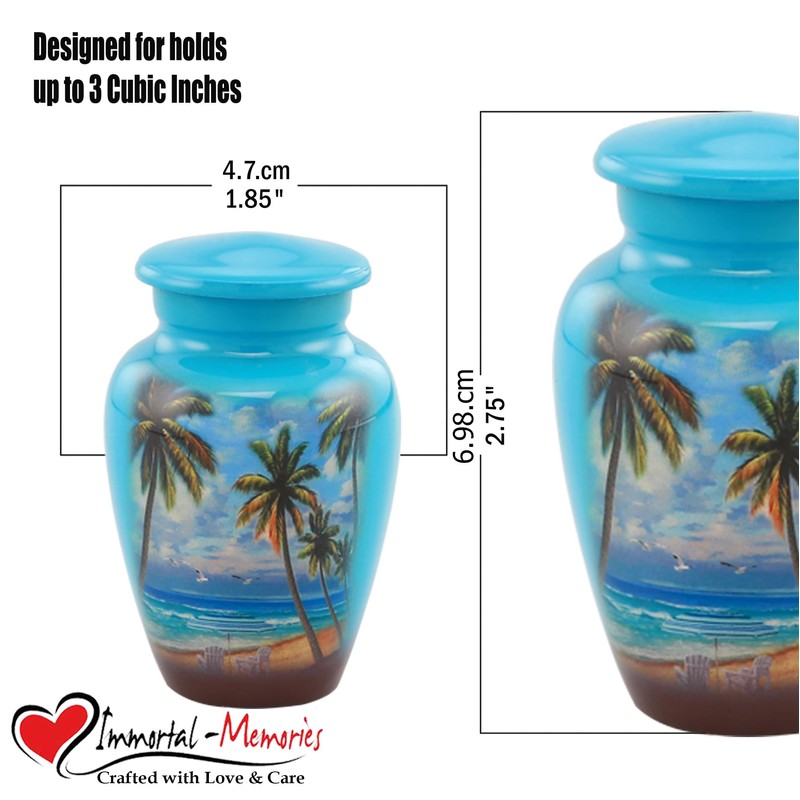 Immortal Memories Paradise Beach Keepsake Urn - Hand Painted Miniature