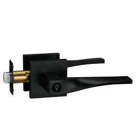 Berlin Modisch Sleek Series Privacy Lever Door Handle Easy to Open Locking Lever Set [for Bedroom or Bathroom] Reversible Heavy Duty – Iron Black Finish