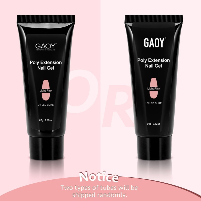 GAOY Poly Gel, 60g Nail Extension Gel, Light Pink Builder