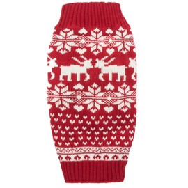 Red Christmas Reindeer Holiday Festive Dog Sweater for Puppy Small Dogs, X-Small (XS) Size