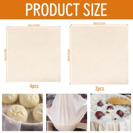 RFYTDCF 6 PCS Cheesecloth for Straining, Cheese Cloths 50x50cm & 60x60cm Muslin Cloths for Cooking Organic Unbleached Cotton Cloth Strainer Reusable Cheesecloth