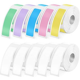 1600 Pcs D30 Label Maker Tapes Laminated Labeling Stickers Replacement D30 Portable Label Printer Tapes Adapted Label Print Paper for Office, 160 Labels Per Roll, 10 Rolls, 0.47 x 1.6 Inch, Colorful