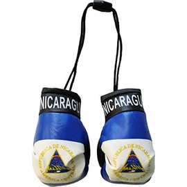 Nicaragua - Novelty Miniature Boxing Gloves with Black Plastic Snap Connection