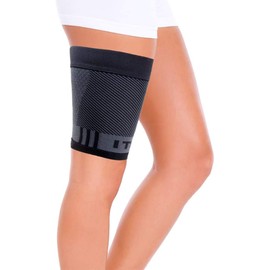 Orthos Sleeve QS4 Thigh Compression Support Injury Health | Exclusive Compression Technology with 4-Zone | Built-in ITBS Band | Therapy & Relieve Strains, Tired Legs and Feet | Light | Blood Circulation and För, black