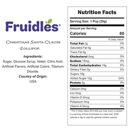 Fruidles 5-Pounds Christmas Santa Clause Tattoo Lollipop, Mixed Fruit Flavor, Made in Brazil, Individually Wrapped, 15g Pops, Approx. 30 Pops Per Pound 5 Pounds Total 150 Pops