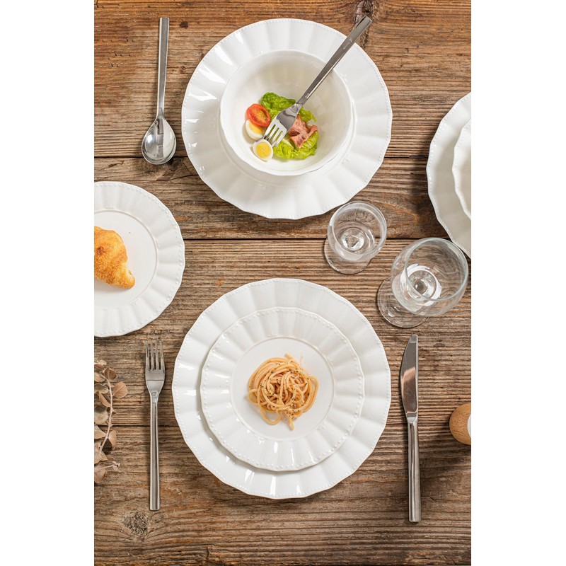 HOMBENE Plates and Bowls Sets, 12 Piece Dinnerware Sets Bone