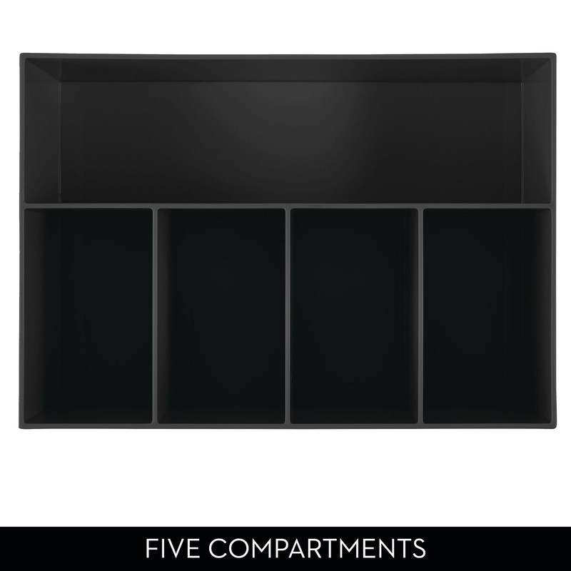 iDesign 5-Section Divided Vanity Organizer for Cosmetic Storage - Black