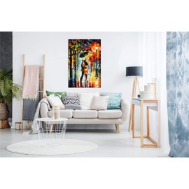 Dance Under The Rain by Leonid Afremov Canvas Wall Art Picture Print for Home Decor (12x8)