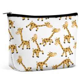 Women PU Leather Cosmetic Bag, Toiletry Storage 6.8x5.9x2.3 in Zipper Pouch Handbag Makeup Case Purse Holder Organizer Print Fluffy Cat Faces Colorful