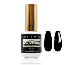Tori + Mika Super Matte Top Coat Gel Polish Soak Off No Wipe 0.5oz Nail Polish LED/UV Lamp Cure Great Work on Natural and Fake Acrylic Nails Fun Home Salon Professional Nail Art DIY Haloween