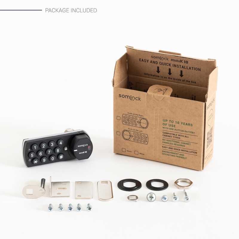 Somlock miniK10 Standard Electronic Cabinet Lock – 12-Button Keypad, 10-Year