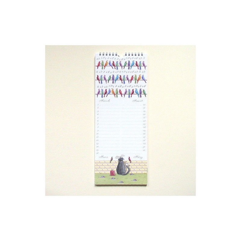 Quire Birthday Calendar - Mahogany Design - Size 140mm x