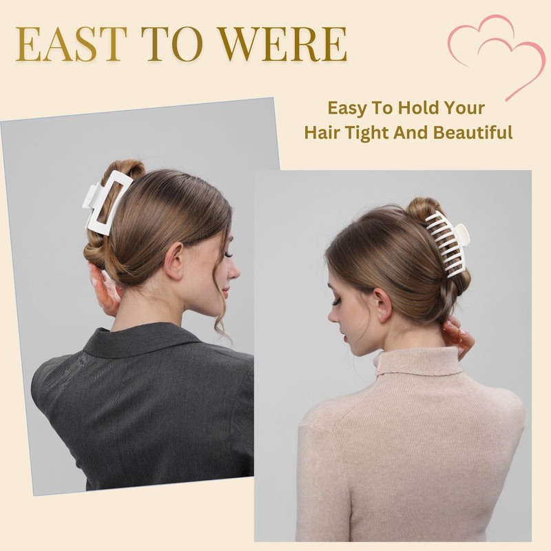 White Hair Clips for Women - 8 Pack 4.3 Inch