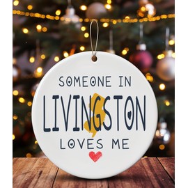 Family Christmas Ornament Livingston NJ New Jersey Someone in Loves Me Houswarming Keepsake Souvenirs Bulk Long Distance Ornament 2024