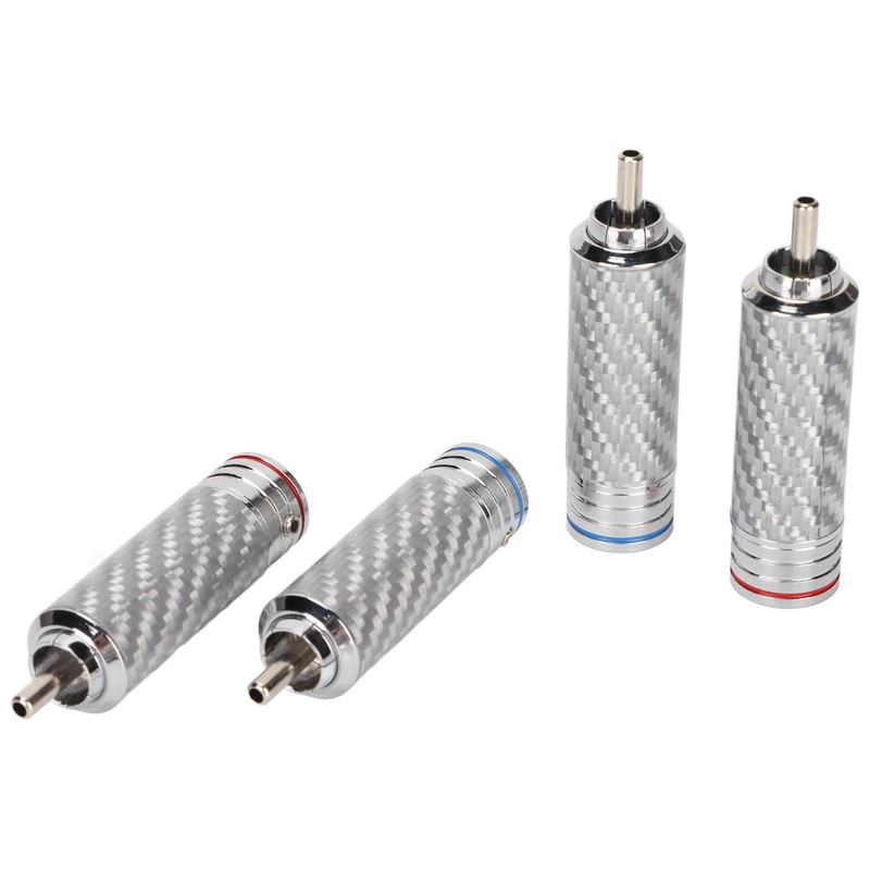 4Pcs RCA Sound Plug Chrome Plated Welding Phono RCA Male
