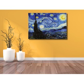 OKEXCKK Starry Night, Vincent Van Gogh Art Reproduction, Large Giclee Canvas Prints Wall Art for Home Decor. 24"x36"
