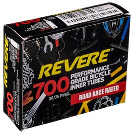 Revere Bicycles 2-Pack of Black 700c x 28-35 Presta Valve Premium Bicycle Inner Tubes. Free Replacement Warranty if it Ever goes Flat do to Manufacturer Defects. (60mm)