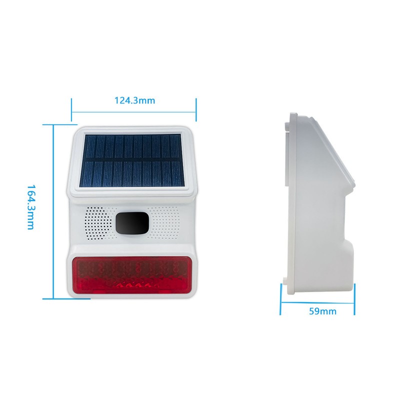 Solar Alarm Wireless DC 5V 433MHz 100dB Infrared Sensor IP65