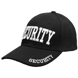 Wholesale 48-Pack Security Hat Baseball Cap - Gold or White Embroidery Security Front, Bill & Back - Adjustable Size - White