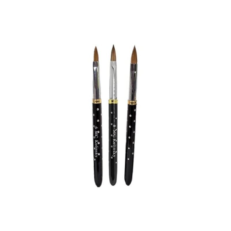 Pinceles Kolinsky Black Rock #6, #8 y #10 Mc Nails