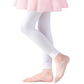 Coziwill Socks Footless Ballet Tights Girls Dance Tights School Girls Footless Gymnastics Leggings Kids Soft Pantyhose Stockings 3-5 Years Toddler 1 Pack (White, S)