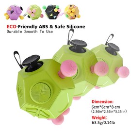 VCOSTORE 12 Sided Fidget Toys,Dodecagon Fidget Toys Relieves Stress and Anxiety Relaxing Magic Cube for Adults and Kids with ADHD,OCD,ADD,Green