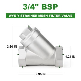 TAISHER 1PCS 304 Stainless Steel 3/4" BSP Female WYE Y Strainer Mesh Filter Valve CF8 WOG