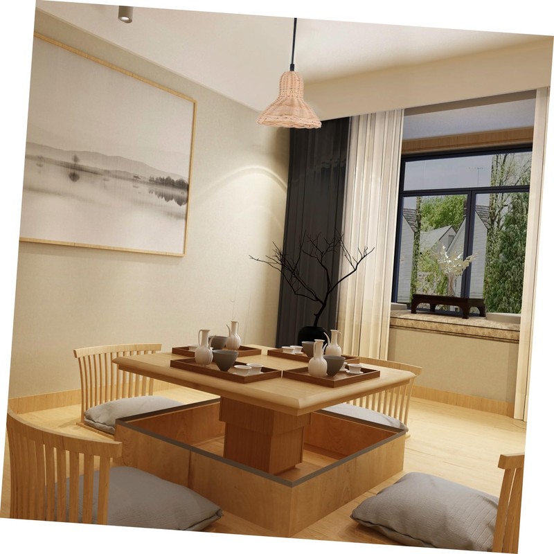 ORFOFE Vintage Rattan Lampshade Boho Style Bedside Lamp Handwoven Wicker