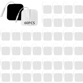 60PCS Almohadillas de Electrodos de Fisioterapia, Almohadillas de Electrodos TENS/EMS de 5 x 5 cm, Almohadillas de Electrodos de Estimulador Muscular de Reutilizables
