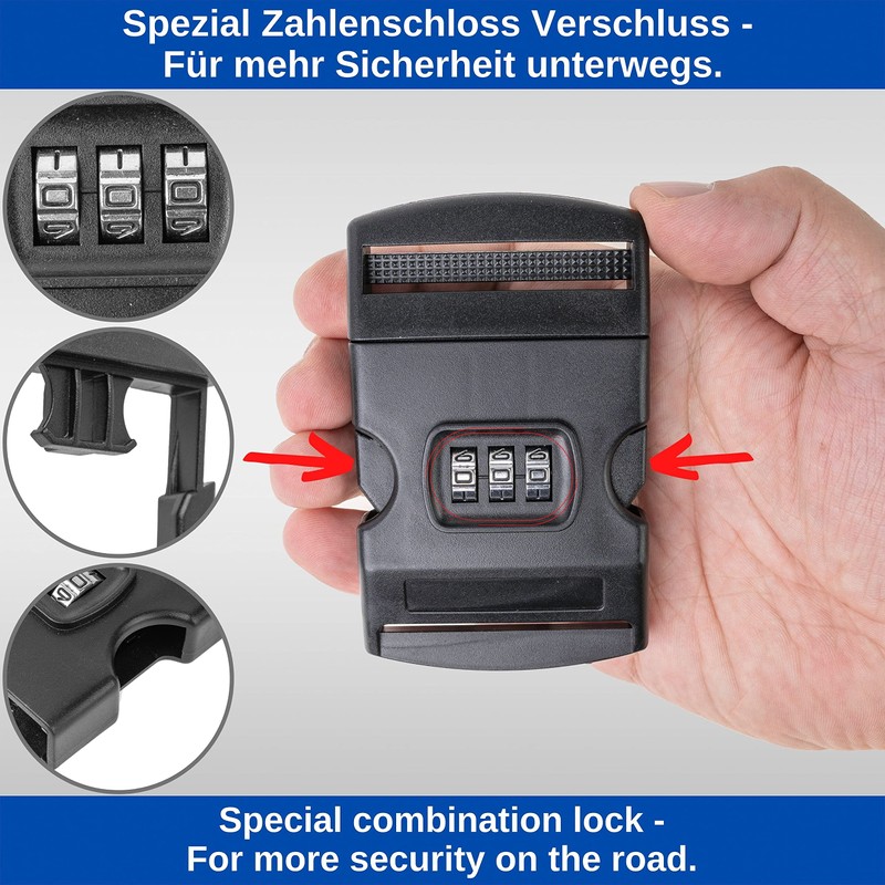 2 x 50mm Black Plastic Combination Lock Buckles for up